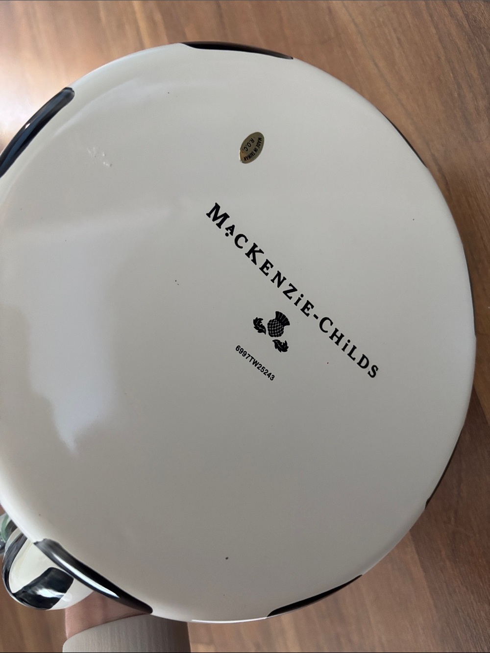 NEW MacKenzie-Childs Courtly Black and White Checkered Tea Kettle LARGE 3QT Size - Picture 6 of 6
